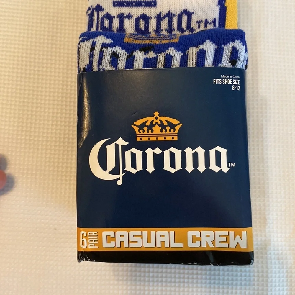 Casual Crew Corona Socks 6 packs Fit Size 8-12 Multicolored